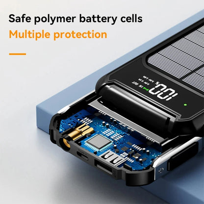 200000mAh Large Capacity Solar Power Bank 4 in 1 Built in Cable  Fast Charging Digital Display Battery LED Light For iPhone NEW