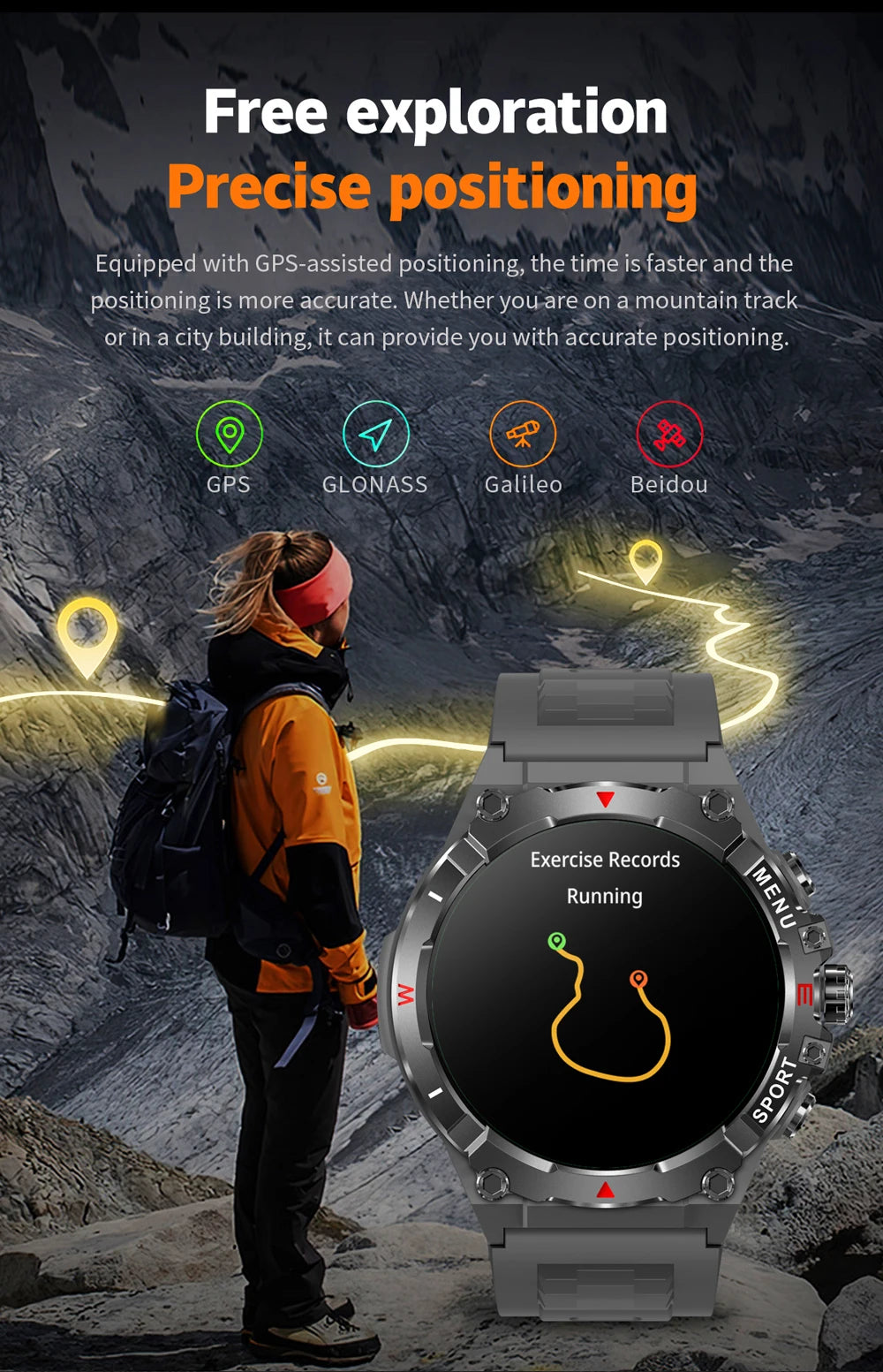 COLMI V76 GPS Smartwatch 1.43" Ultra AMOLED Display Built-in Compass Altimeter Bluetooth Call Smart Watch 500mAh Battery