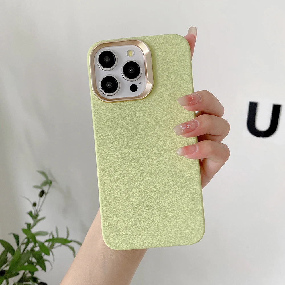 Luxury Leather Liquid Silicone Case For iPhone 17 16 Pro Max 15 14 Plus 13 11 12 Plating Shockproof Back Cover Solid Color Funda