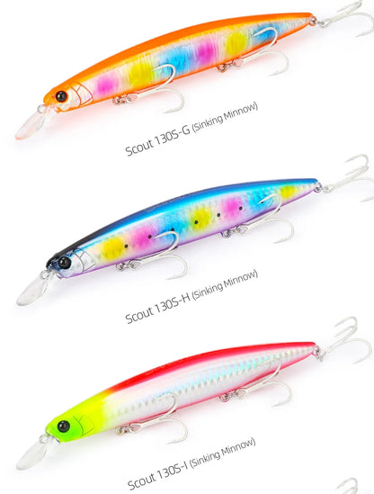 Sinking Minnow Fishing Lure SCOUT 130mm 24g Long Casting Seabass Flounder Artificial Large Sea Fishing Hard Baits