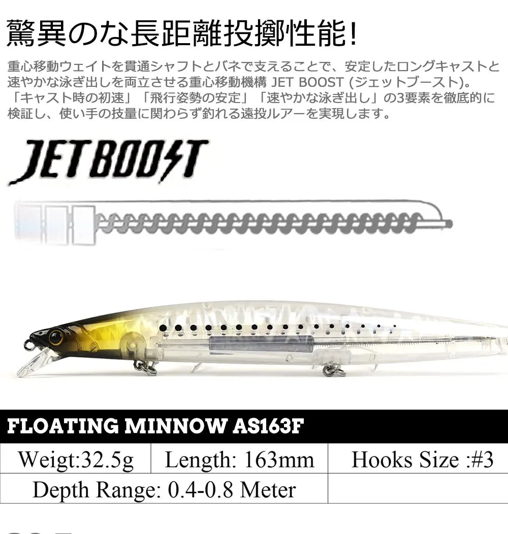 32.5g 163F Sea Floating Minnow Fishing Lure 163mm Tungsten  Weight Saltwater Hard Baits For Pike Sea Artificial Bait Tackle