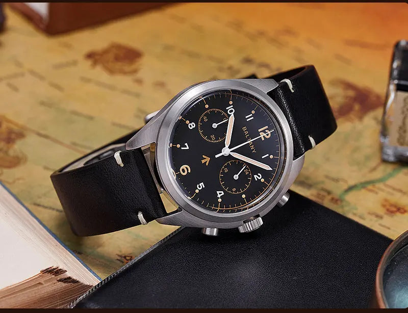 Baltany 2025 new military 39mm men's quartz chronograph VK61 sapphire stainless steel waterproof 10Bar luminous reloj hombre