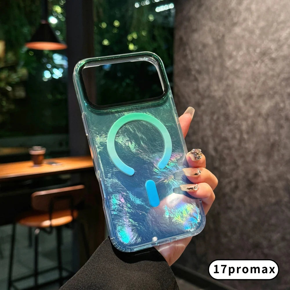 Gradient color design is fashionable and Glacier patterned 17Pro 17Air For iphone 17 pro max case ，reen Blue