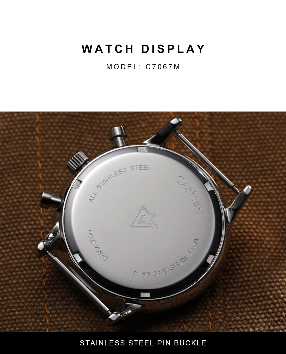 CADISEN New Men's Watches Top Luxury Quartz Watch For Men Canvas 0S10 Chronograph AR Mirror Waterproof Gift Men's Wristwatch