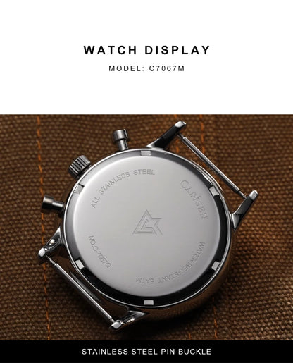 CADISEN New Men's Watches Top Luxury Quartz Watch For Men Canvas 0S10 Chronograph AR Mirror Waterproof Gift Men's Wristwatch