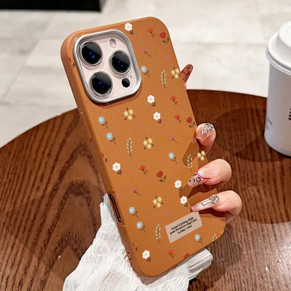 Retro Fashion Floral Leather Pattern Phone Case For iPhone 17 Air 16 15 14 13 12 11 Pro Max 16E 7 8 Plus XS SE2 Shockproof Cover