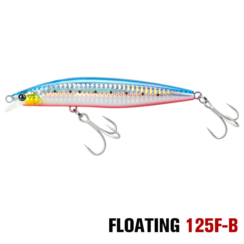 Ultra Long Casting Floating Minnow 125mm 25g High Strength Saltwater Seabass Artificial Hard Baits