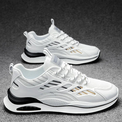 Men's Lightweight Wear-Resistant Sneakers, Anti-Slip Running Shoes, Casual White Footwear, Summer Outdoor Sports Shoes, New