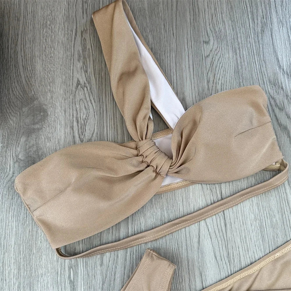 Bikini Women Swimsuits 2025 Female Swimwear Beachwear Swimming Suit Bathing Suit Bikini Set One Shoulder Biquini