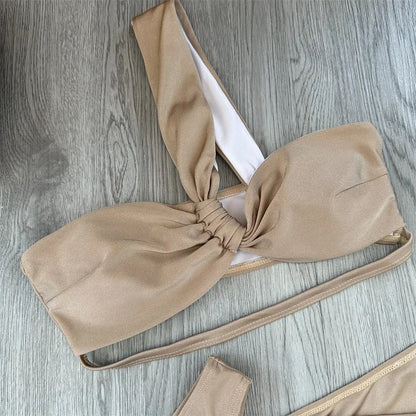 Bikini Women Swimsuits 2025 Female Swimwear Beachwear Swimming Suit Bathing Suit Bikini Set One Shoulder Biquini