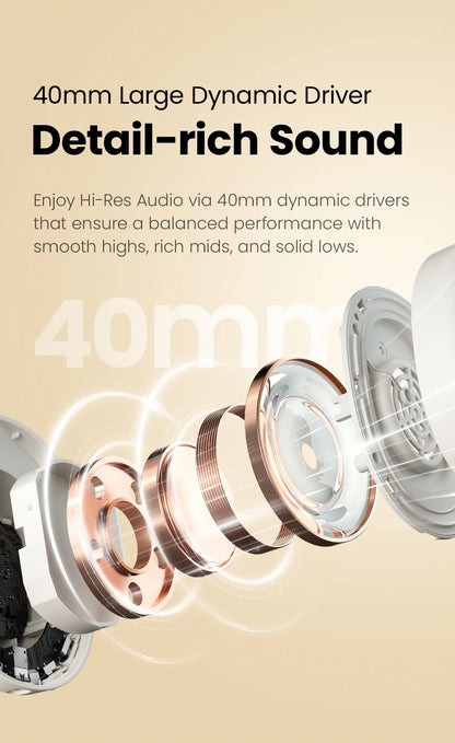 HAYLOU S30 ANC Headphones  Wireless Bluetooth 5.4 Hi-Res Headsets 43dB Adaptive Noise Cancelling Earphones 40mm Driver 80H