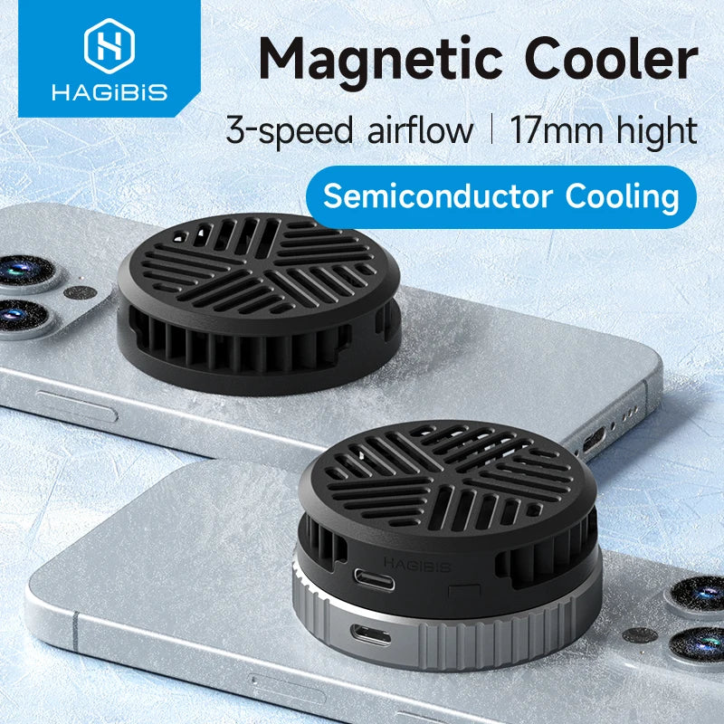 Hagibis Magnetic Cell Phone Cooler Universal Cooling Fan Mobile Phone Radiator for iPhone 17 Pro Black Shark Gaming Live Stream