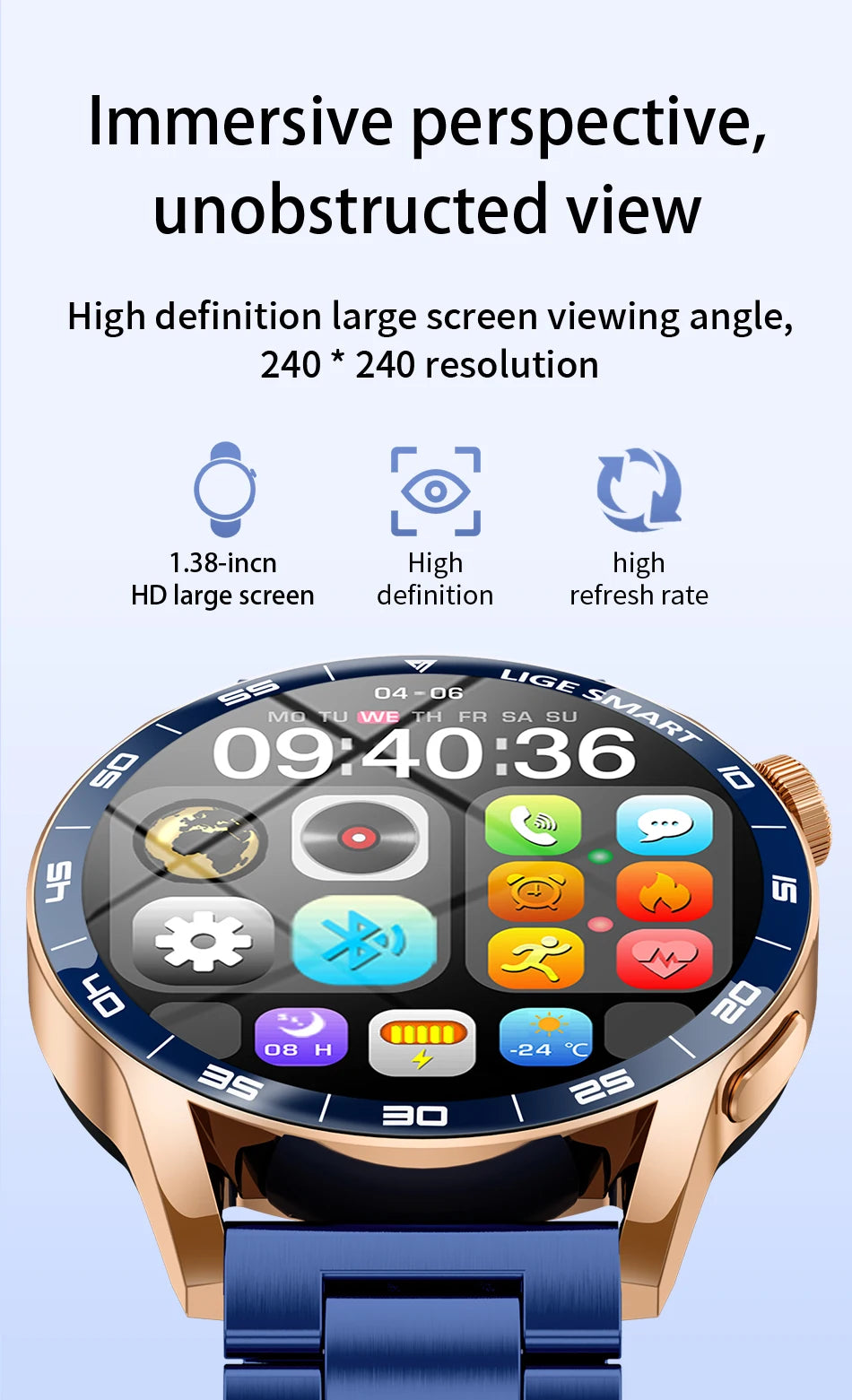 LIGE 2025 New Smartwatch Men For Android iOS Phone 1.38" HD Bluetooth Call Heart Rate Monitor Waterproof Sport Smart Watch Women
