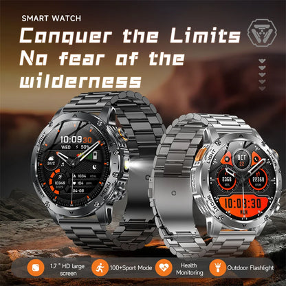 T-REX3 1000mAh Big Battery Smart Watch HD Bluetooth Call 1.7inch Large Sceen LED Flashlight Sports Waterproof Smartwatch Men