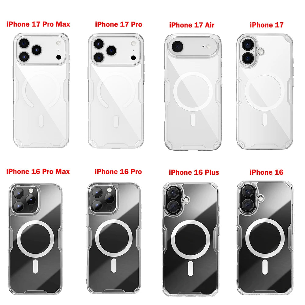 NILLKIN for IPhone 17 Pro Max 16 Pro Max 17 Air 15 Pro 14 Pro Max 14 Pro MagSafe Magnetic Transparent Soft Silicone Phone Case