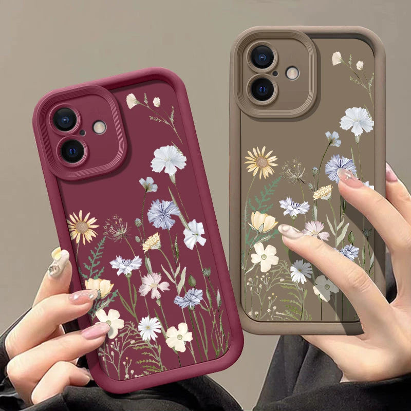IPhone 17 16e 15 16 Pro Max 14 13 12 Pro Max 15 16 Plus Air 11 Case Flowers Pattern Shockproof Soft TPU Silicone Phone Cover
