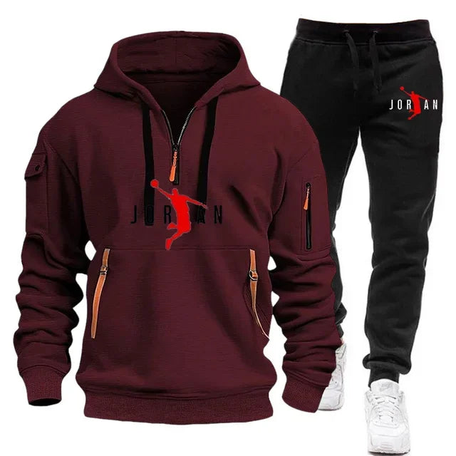 2025 Autumn and winter new trend men's blazer + Tracksuit pants Fashion casual jogging print sportswear outdoor sportswear