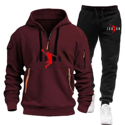 2025 Autumn and winter new trend men's blazer + Tracksuit pants Fashion casual jogging print sportswear outdoor sportswear