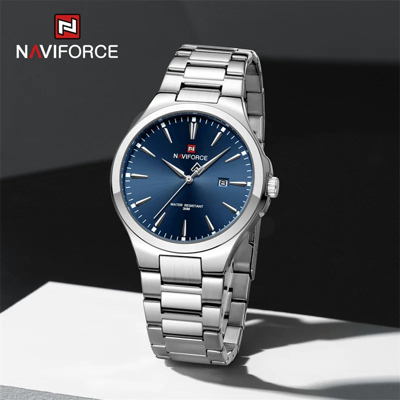 NAVIFORCE Original Design Fashion Men's Watches Stainless Steel Simple Calendar Male Waterproof Wristwatches Relogio Masculino