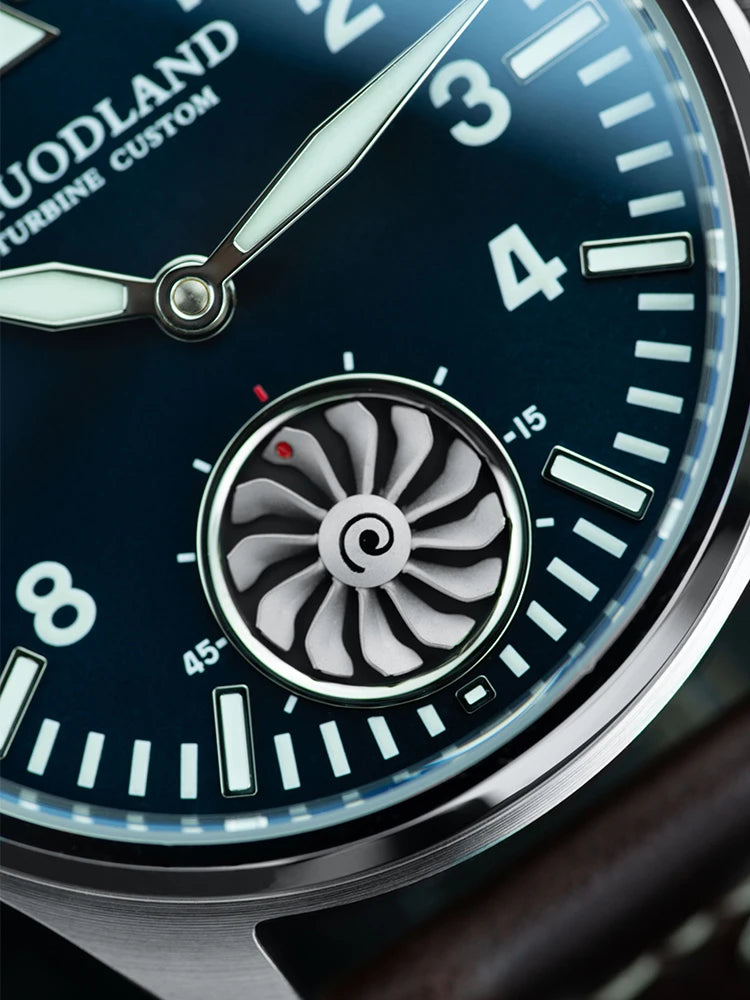 Hruodland F016 Pilot Watch Seagull Movement Mechanical BGW-9 Luminous Sapphire Crystal F016 Turbine 43mm Men Retro Pilot Watch
