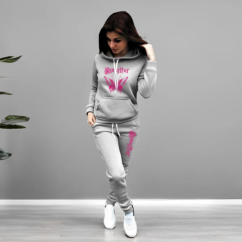 2025 New Arrival Women's Tracksuit Hoodies Sweatpants 2 Piece Set Autumn Winter Ladies Home Outdoor Casual Sporty Jogging Suit