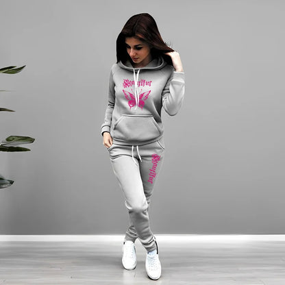 2025 New Arrival Women's Tracksuit Hoodies Sweatpants 2 Piece Set Autumn Winter Ladies Home Outdoor Casual Sporty Jogging Suit