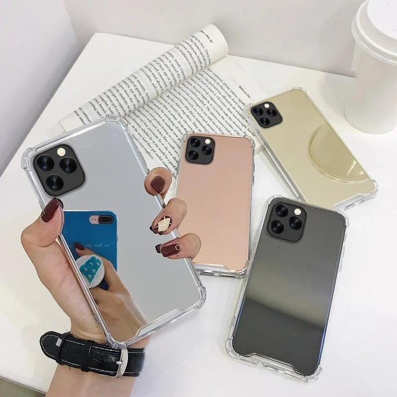 Mirror Phone Cases For IPhone 17 16 15 14 13 12 11 Pro Max Xr Xs 8 7 Plus SE2/SE3 Shockproof Soft TPU Cover