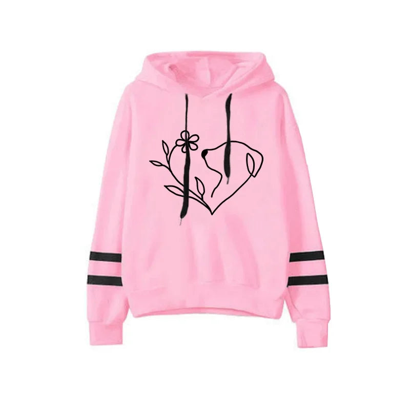 2025 Hot Sale Women's Tracksuit Hooded Sweatshirts Black Sweatpants Urban Casual Fashion Sportswear Cute Pattern Print Hoodies