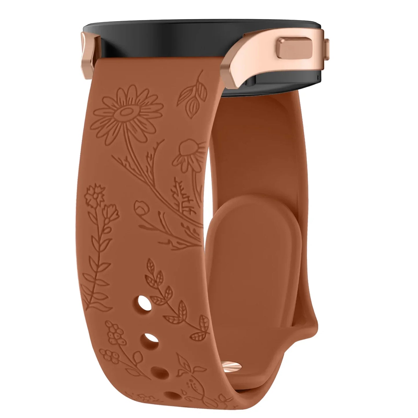 Floral Engraved Band for For Samsung Galaxy Watch 6/5/4/Active 2/5 Pro 45mm 40mm 44mm/Watch 6 4 Classic/Watch 3 41mm Strap