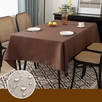 Waterproof Oilproof Kitchen Dining Tablecloth Solid Color Rectangle Tablecloth Cover Mat Oilcloth Antifouling Home Decoration