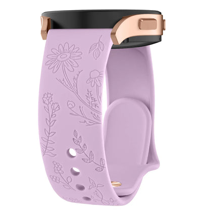 Floral Engraved Band for For Samsung Galaxy Watch 6/5/4/Active 2/5 Pro 45mm 40mm 44mm/Watch 6 4 Classic/Watch 3 41mm Strap