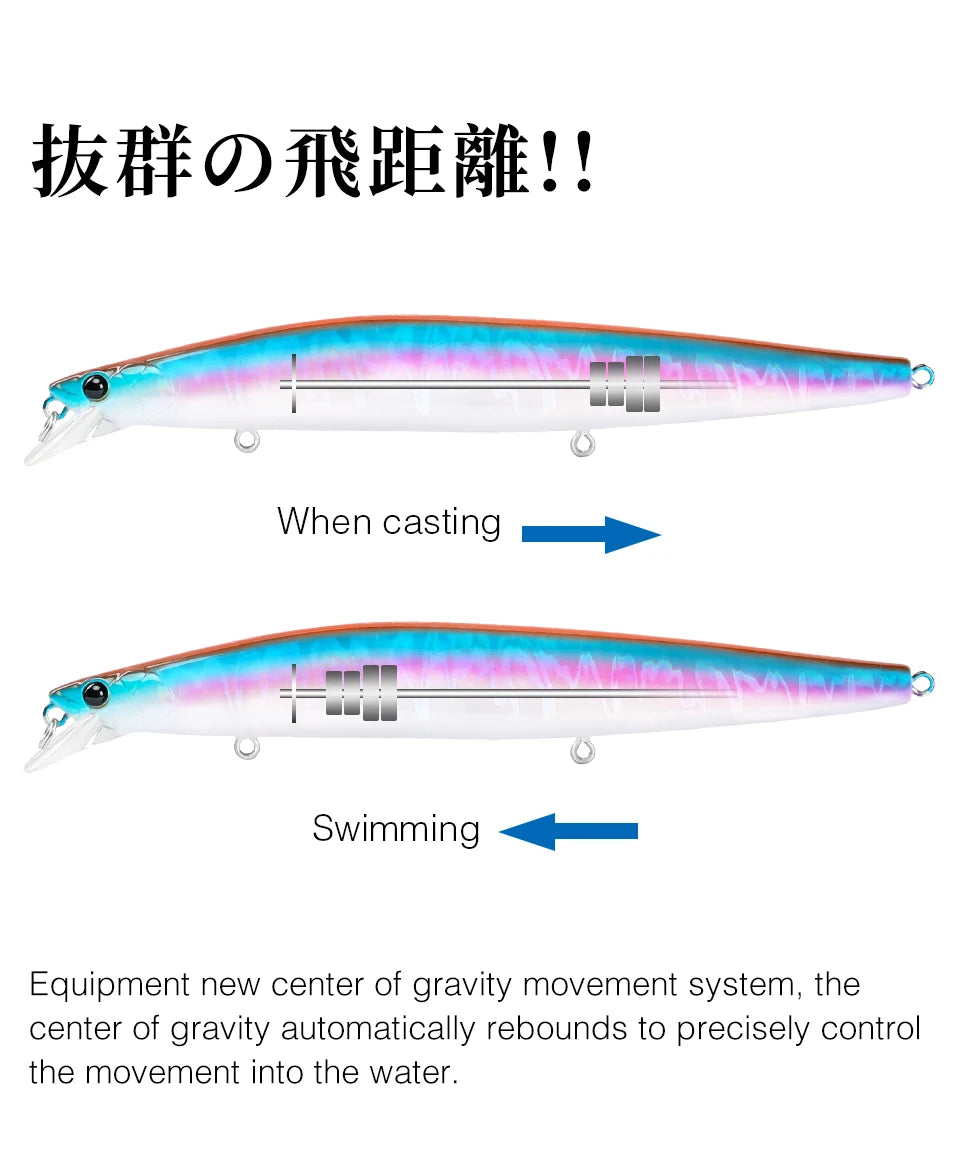 Minnow Sea Fishing Lure STINIGER 140mm 26g Piston Weight Ultra Long Casting Seabass Inshore Hard Baits