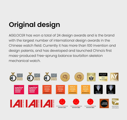 AGELOCER Original World Time Watch Men's Luxury Business Formal Automatic Mechanical Watch Birthday Gift for Men