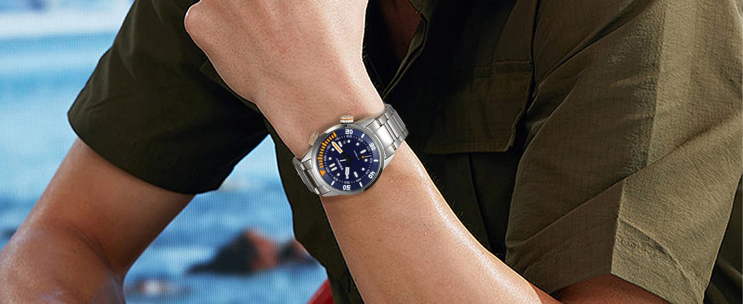 BERNY Automatic Dive Watch for Men Super Luminous Original Design 20ATM Diver Wristwatch Sapphire, Local Warehouse Fast Delivery