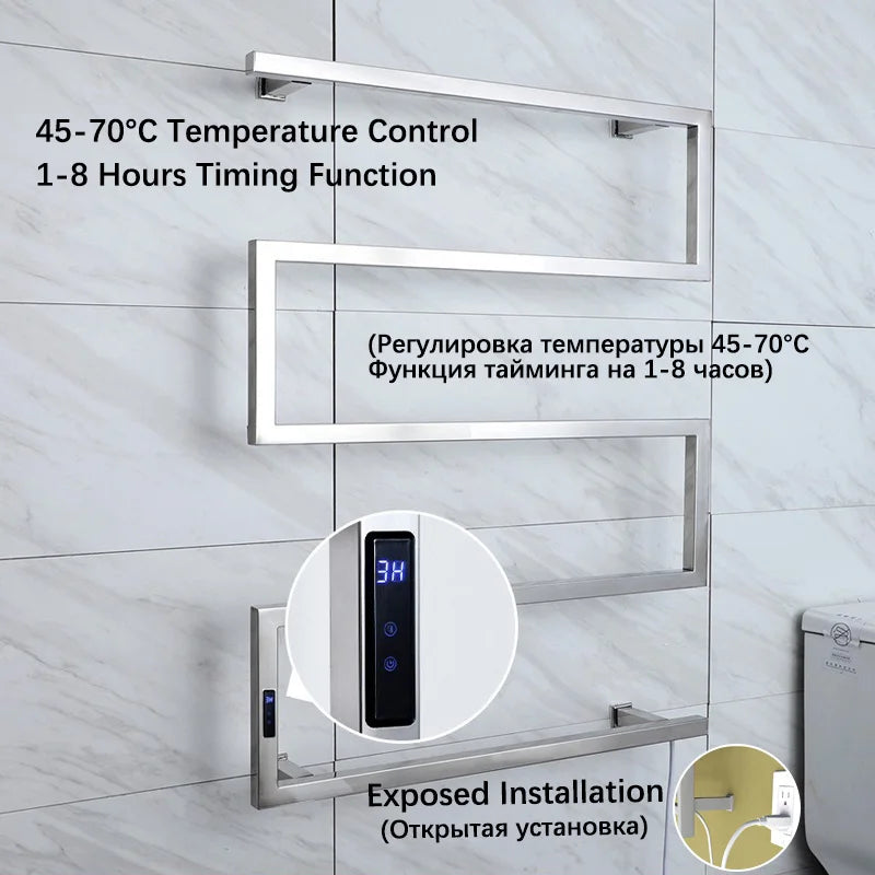 Electric Towel Rack.Bathroom Electric Heated Towel Rail.Smart Towel Warmer.Creative Bath Towel Radiator.Hidden Wire