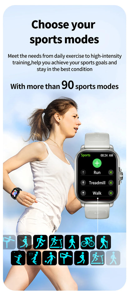 KUMI KU7 Meta 2.01″ High-definition Screen Smart Watch Bluetooth Call Heart Rate Measurement Oximetry Offline Intelligent Voice