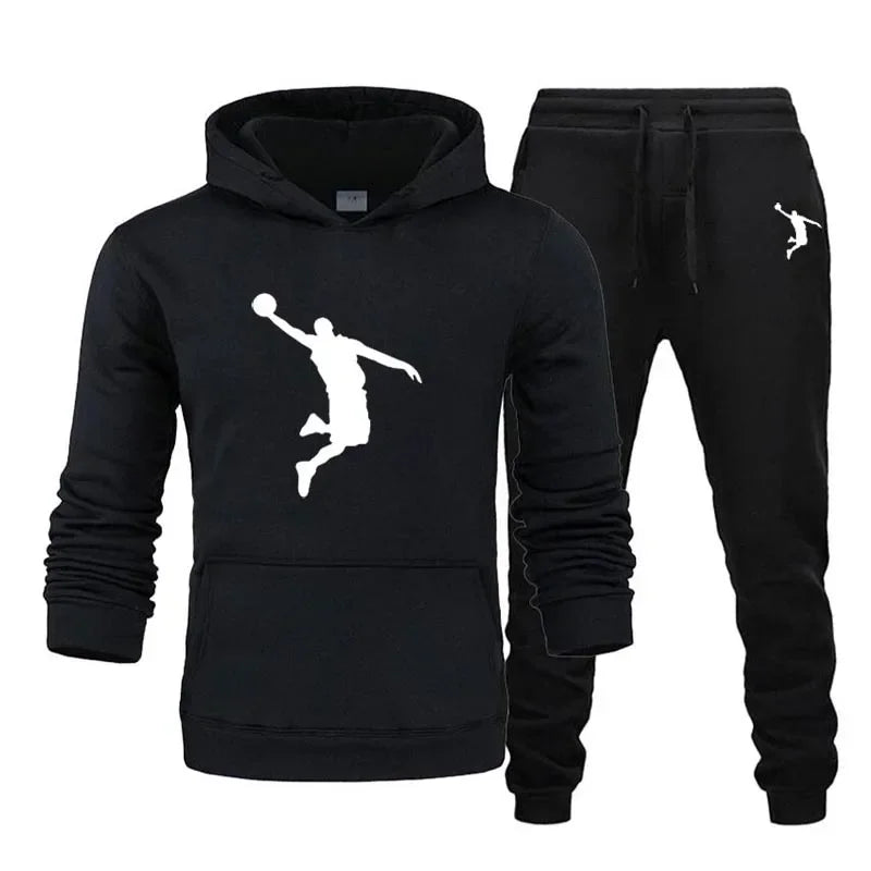 A new 2-piece set for men's casual sports hooded pullovers and sweatpants for outdoor jogging in Europe and America in 2025