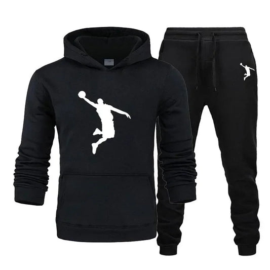 A new 2-piece set for men's casual sports hooded pullovers and sweatpants for outdoor jogging in Europe and America in 2025