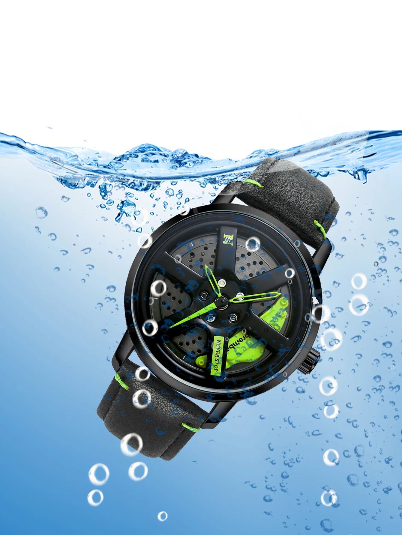 NS Men's Car wheel hub watch Minimalist Fashion Sports Watch Calendar Leather casual Quartz watch