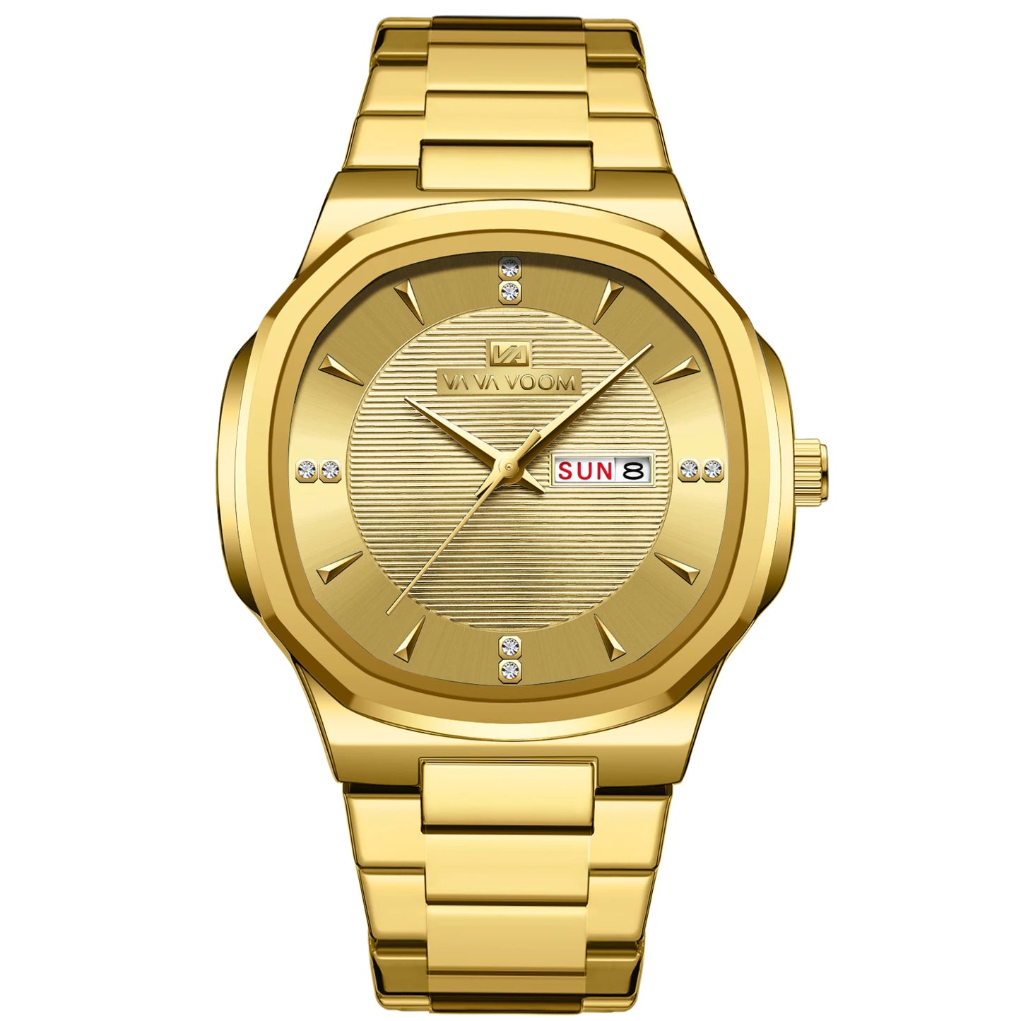 VA VA VOOM Men Watch Fashion Silver Black Stainless Steel 41mm Casual Business Style Week 3Bar Waterproof Sports Quartz Watches