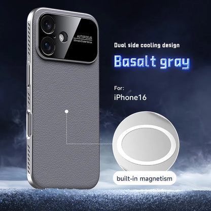 Luxury Ultra Thin Solid Color Leather Heat Dissipation Magsafe Phone Case for iPhone 17 16 15 14 Pro Max Light Grip Bumper Shell