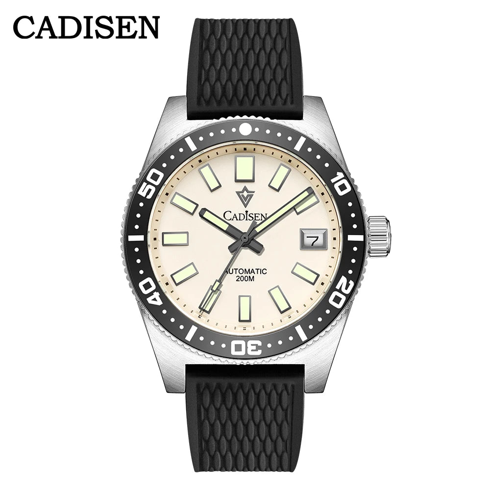 CADISEN New 38mm Diver Mens Watch Japan NH35A Automatic Mechanical Sapphire Glass Date Luminous 200M Waterproof Wrist watch Men