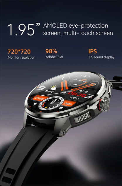 Full Network GPS WIFI Smart Watch Men 8GB+128GB RAM 1.95 inch AMOLED Screen 900W Camera Google APPS Smartwatch Android 9.0