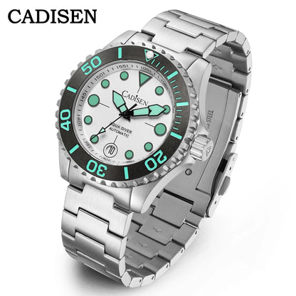 CADISEN AQUA DIVER Brand Luxury Men Watches Automatic Watch Japan NH35A 100M Waterproof Luminous Mechanical Wristwatch