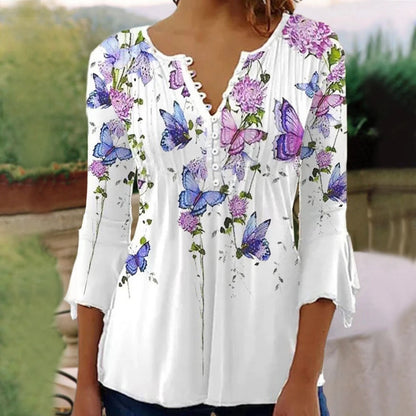 T-Shirt Loose Women'S Comfortable Clothing Shirt 3d Printed Trend Seven-Quarter Sleeve Top