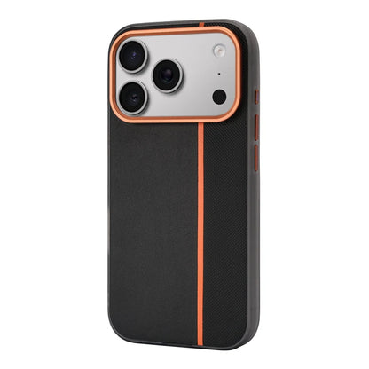 Hit Color PU Leather Texture MagSafe Shockproof Case For iPhone 17 17Pro Max 16 15 14 Alloy Lens Wireless Charging Frosted Cover