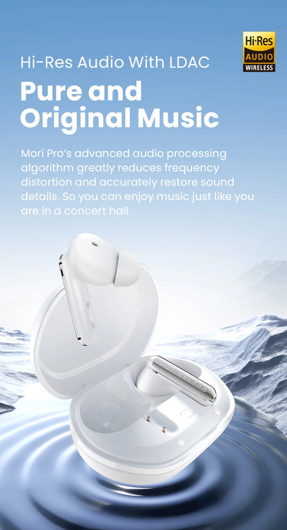 HAYLOU Mori Pro Bluetooth 5.4 Earphones Wireless  43dB Adaptive Hybrid ANC Hi-Res LDAC Earbuds 6 Mic Headphones 28H Battery Life