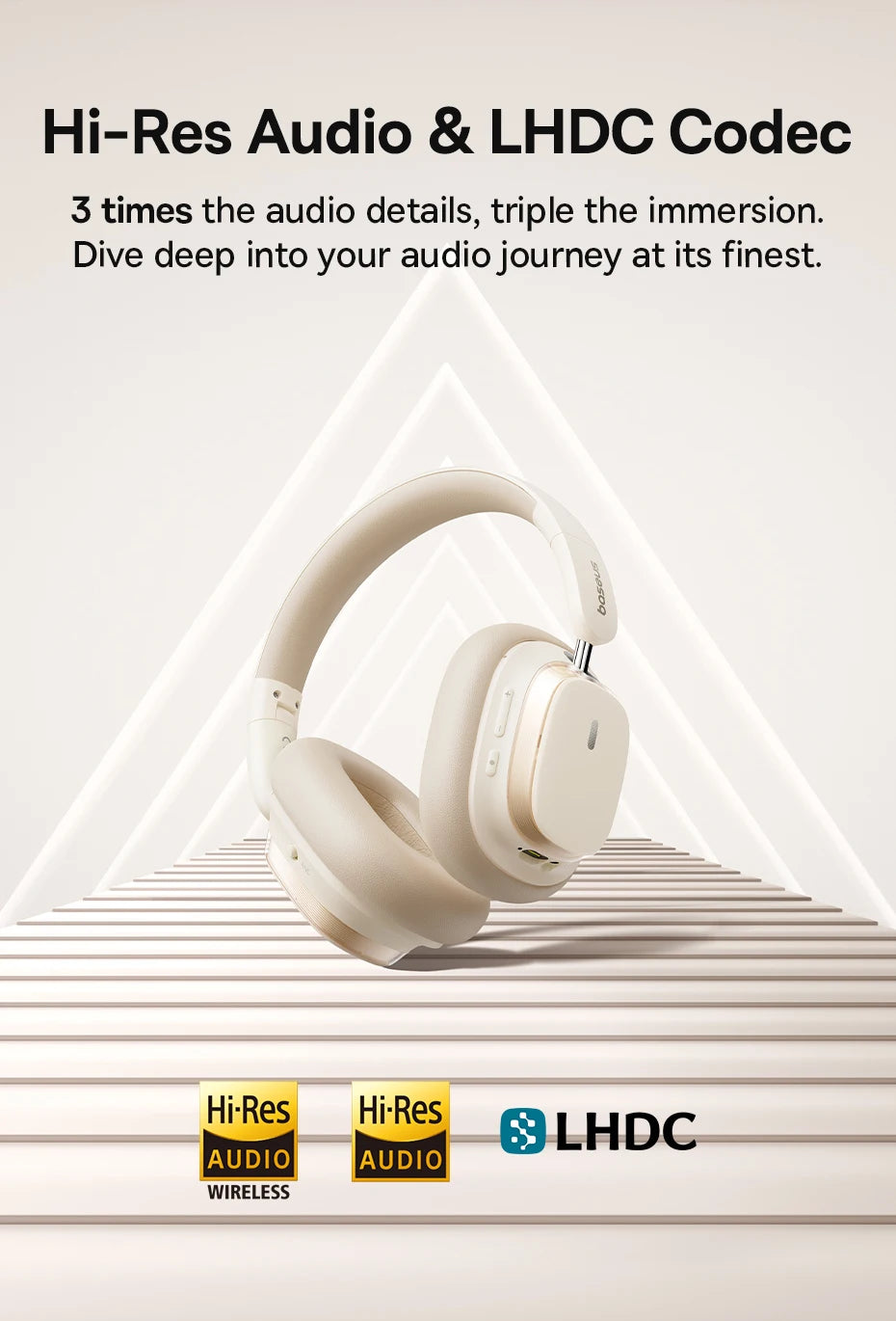 Baseus Bowie H1s Wireless Headphones Bluetooth 5.4 Noise Canceling 46dB Over Ear Headset Hi-Res Spatial Audio Earphone 120H Time