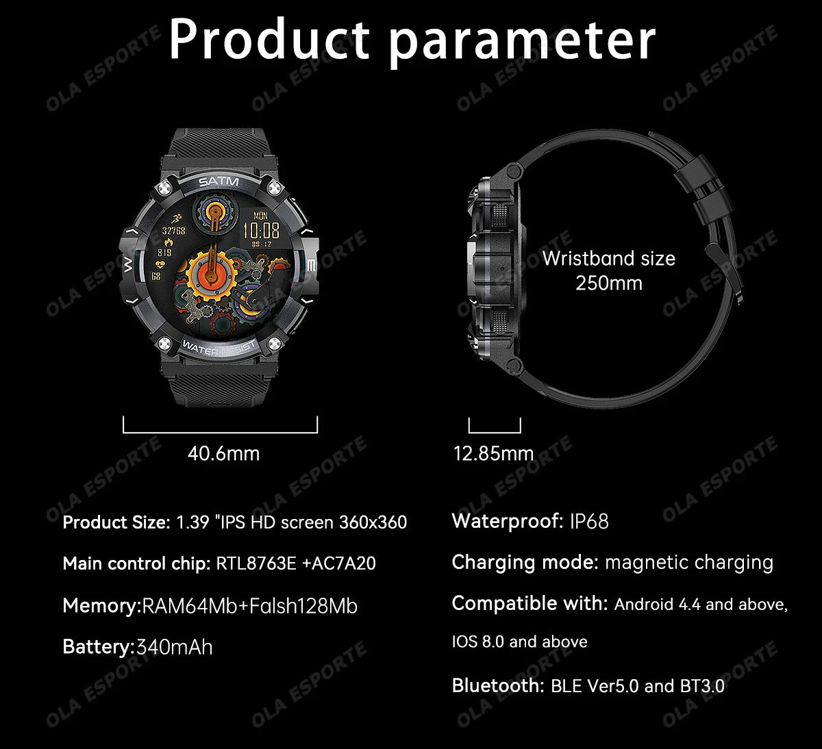 Outdoor Military Smartwatch For Men Health Monitor Bluetooth Call Voice Assistant GPS Sports Waterproof Men Smartwatch 2024