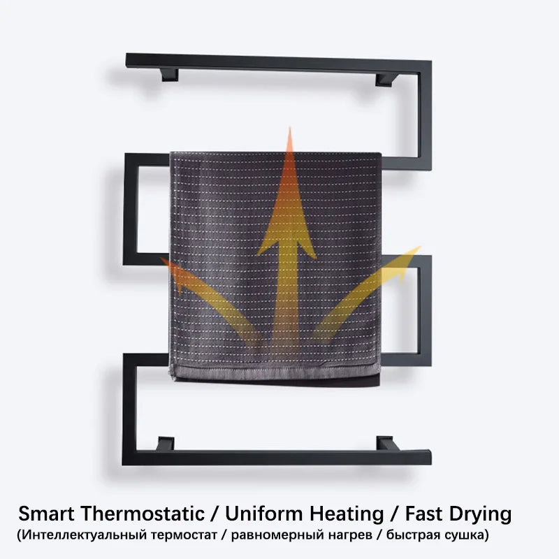 Electric Towel Rack.Bathroom Electric Heated Towel Rail.Smart Towel Warmer.Creative Bath Towel Radiator.Hidden Wire